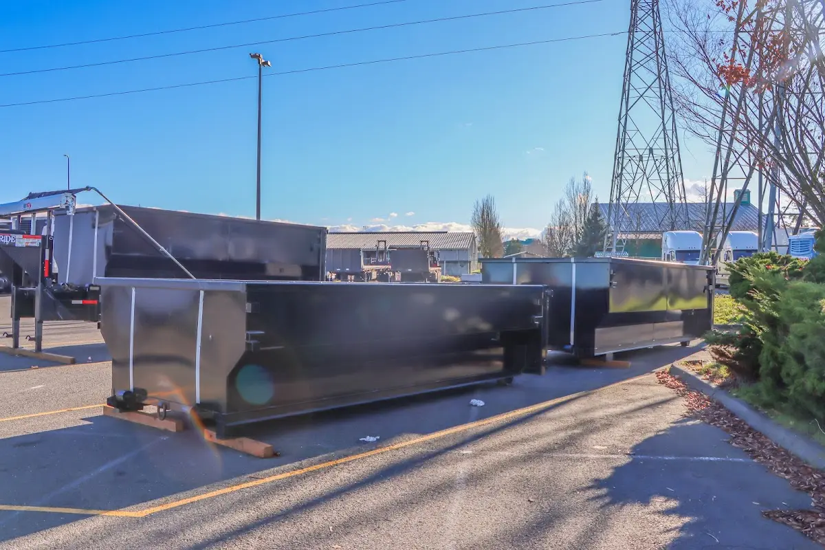 Roll-off dumpster ready for waste disposal at job site for Concrete Dumpster Rental in Trotwood